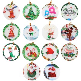 Christmas Decorative Hanging Ornaments Wooden Christmas Tree Snowman Snowflake Elk Bell for Xmas Holiday Party Wreath Home Decoration (Green 1)