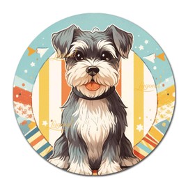 Lygond - Letrero de metal con texto en inglés «Happy Schnauzer» con diseño de rayas clásico, para regalo, 12 x 12 pulgadas