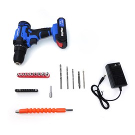 21V Cordless Drill Driver Impact Tail Hammer Bits Set 2 Speed Li-Ion Battery Charge