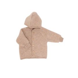 Engel Baby Jacket with Hood Wool Fleece (Sand Melange, 50-56), Sand melange