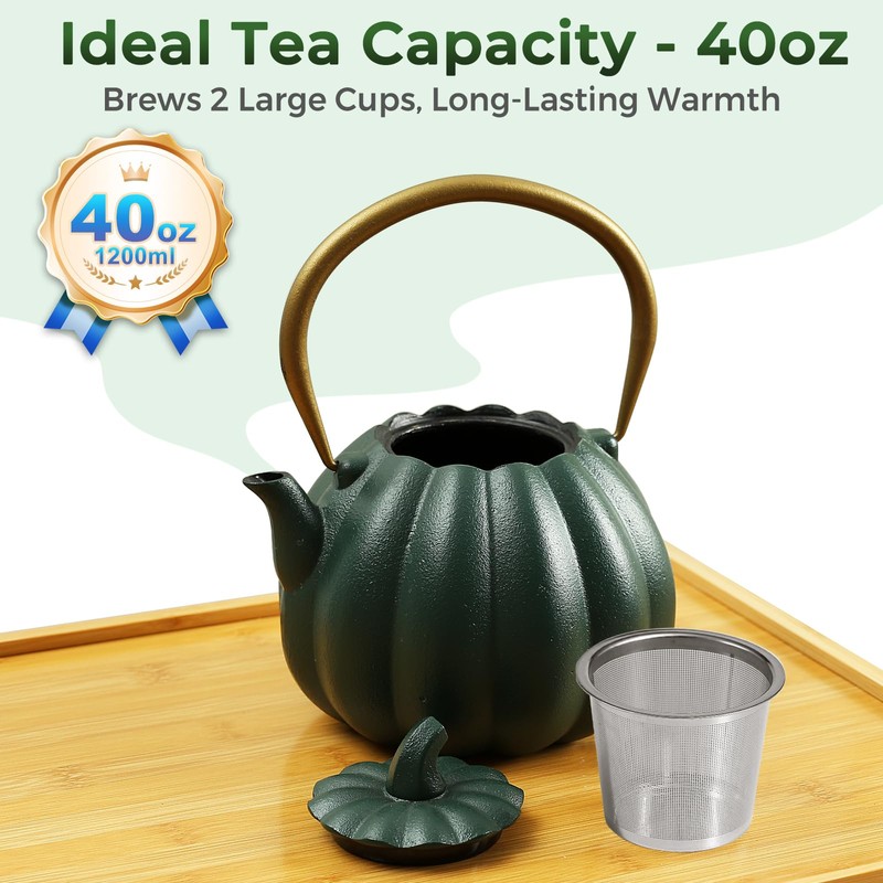 SKIKEN Pumpkin Cast Iron Teapot with Infuser - Japanese Kettle