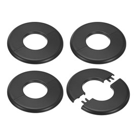 M METERXITY 4-Pack Wall Split Flange, for 1.6 Inch/40mm OD Pipe ABS Escutcheon Plate Round Self-Adhesive Plumbing Cover Plates for Water Pipe/Faucet [Black]