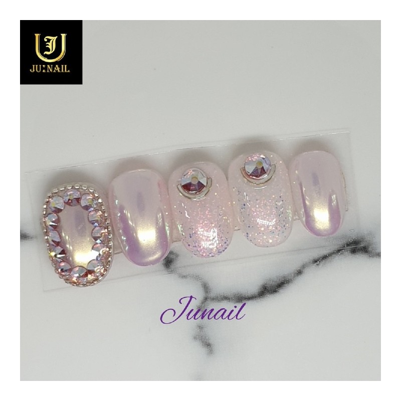 Glass Alpha Powder Homemade Nail Tips - Short Almond /