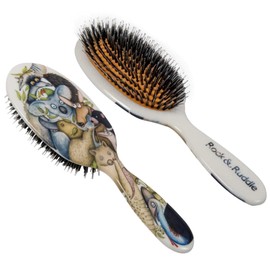 Rock & Ruddle Natural Mixed Boar Bristle Hair Brush for Women and Kids (Large, 21 cm) - Perfect for Wet or Dry Hair, Detangling Smoothing Blowdrying - Designed & Made in UK - Australian Animals Design
