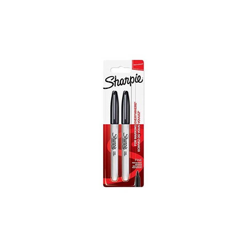 SHARPIE Permanent Markers Fine Tip Black Pack of 2