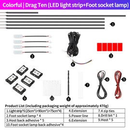 Acrylic Interior Car LED Strip Light with Wireless APP, RGB 10 in 1 with 175 inches 593 LEDs Fiber Optic Ambient Light﻿ing Kits, Dynamic Chasing Music Sync Neon Car Ambient Lighting Kits