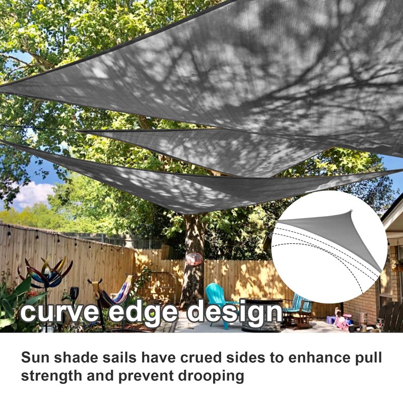 SUNLAX Custom Size Sun Shade Sail 8'x10'x12.8' Dark Grey Triangle
