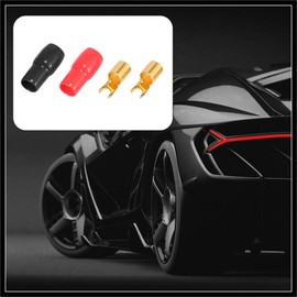 Hihaha 2 Pair Car Auto 4 Gauge Strip Spade Terminal Adapter U Type Crimp Terminal Connector for Speaker Wire Cable Black Red Durable Material