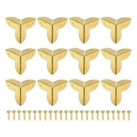 sourcing map 12 Pcs Decorative Box Corner Cover, 21mm Metal Edge Guard, Furniture Corner Edges Protector with Screws, Yellow