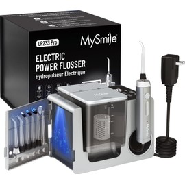 MySmile LP233 Pro UVC Sterilizable Countertop Water flossers for Teeth 800ML Digital Display Electric Oral Irrigator with a Water Filter 3 Modes and 6 Jet Tips (Lightning Silver)