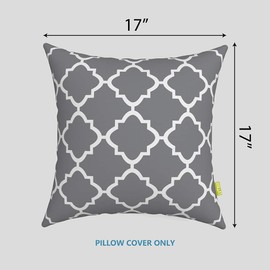 LVTXIII Indoor Outdoor Pillow Covers, All Weather Patio Accent Square Toss Pillow Cushion Case 17” x 17” Pack of 2 for Sofa Couch Patio Furniture Decoration – Grey Geomentry