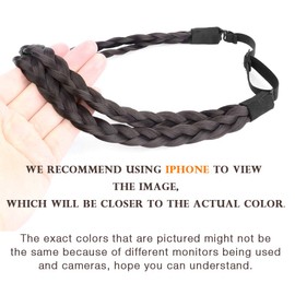 DIGUAN Double Three Strand Synthetic Hair Braided Headband Plaited Braids Elastic Stretch Hairpiece Extension Women Girl Beauty accessory (Dark Brown)