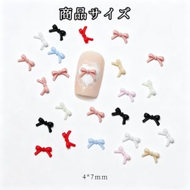 NIHOOOOH ネイルパーツ リボン 4×7mm ミックスカラー 樹脂製 デコパーツ ジェルネイル用