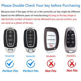 Ocezbiis For Hyundai Key Fob Cover,Keychain,Zinc Alloy Protection Car Key Case For Palisade Elantra Kona Veloster Solaris Azera Grandeur Ig Smart Remote Keyshell Accessories(For Hyundai Style B Grey)