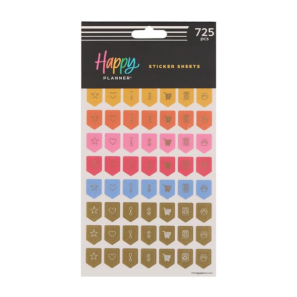 Happy Planner 15-Sheet Sticker Pack for Calendars, Journals, and Planners,