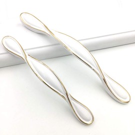 Pack-of-8 Cabinet Pulls Handles for Cupboard Drawer Closet Dresser Drawer Knobs Fashion Style Zinc Alloy Hole Pitch 128mm White