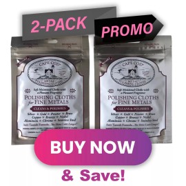 Cape Cod 2 PACK Cape Cod Polishing Cloths for Fine Metals, (4 clothes), Polish Watches