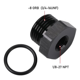 Podavelle 8AN -8 ORB O-ring Boss to 1/8 NPT Female Port Fitting Adapter Reducer Aluminum Black
