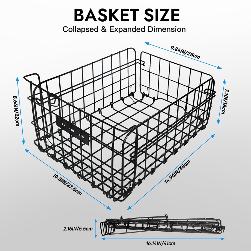 RAYMACE Bike Basket Rear with Cooler Bag and Cargo Net,Waterproof