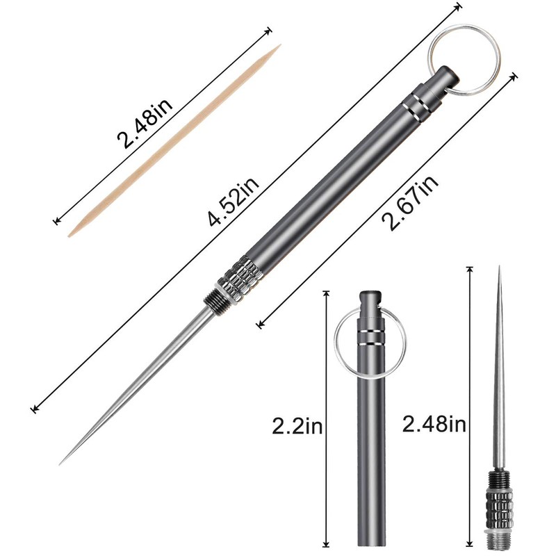 Iliensa 3 Pieces Portable Titanium Toothpicks,Metal Pocket Toothpick Stainless Steel