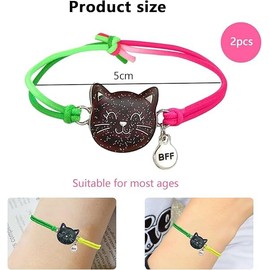 MVOLEGDE Pack of 2 Mood Bracelets Girls, Rainbow Colours Changes Colour Bracelet, Elastic Bracelet Cat, Wrap Bracelet, Friendship Bracelets Children for Children's Birthdays, Easter Gift