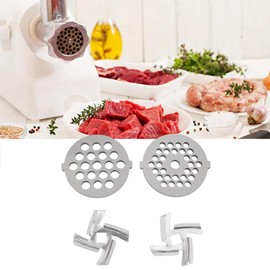 4 Pcs Meat Grinder Blade, Stainless Steel Food Grinding Attachments with Cutting Blades and Plates, Grinder Cutter Replacement Parts for Size 5 Meat Grinder