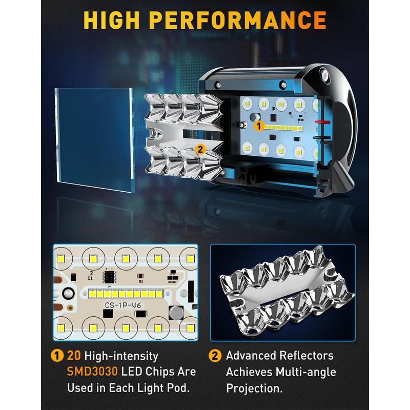 NAOEVO 4 Inch LED Pod Lights, Spot Flood LED Fog/Driving/Off