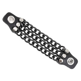 Black Chain Bikers 4 pcs Vest Extender Triple Chain for Mc Jacket Leather Snaps (6 Inch Long) (8")