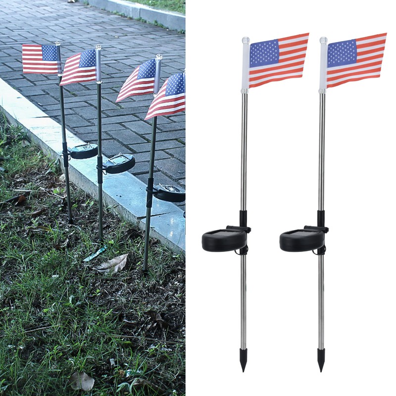 2PCS Solar Powered Garden Light Flag Lawn Stake Lamp for