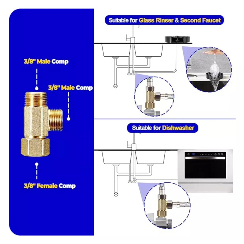 Watts Adapt-A-Valve 3/8" x 3/8" x 3/8" Compression Brass Union