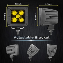 JIEPENG YCHOW-TECH Amber LED Cubes, 2PCS 3Inch Amber LED Pods 100W 10000LM High Lumen Spot LED Cubes Yellow LED Fog Lights Off Road LED Driving Light Waterproof for Trucks ATV SUV Marine Front Bumper