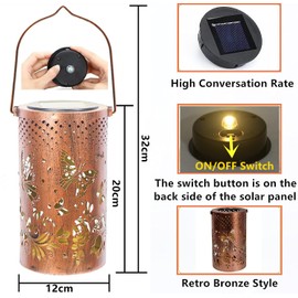 Aosethefrt Solarlampen fr Au?en - 1 Stck Solarlampen fr Au?en Garten - IP65 Wasserdicht Solarlaterne fr Au?en, Metall H?ngend Solar Gartenleuchten fr Au?en Garten Balkon Deko Drau?en Hinterh?fe Beleuchtung