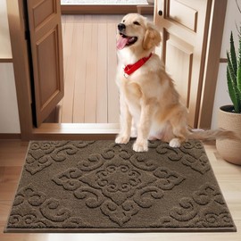 COSY HOMEER-Door-Mat-Non-Slip-Entryway-Rug 24”x36” Absorbent Welcome Mats Washable Dirt Trapper Door Mat Entrance Floor Mats for Front Back Doormats and Wet Shoes,Brown