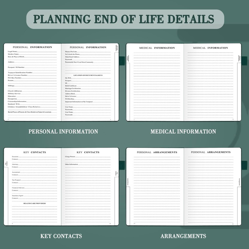 JUBTIC End of Life Planner, Death Planner Organizer with Labels