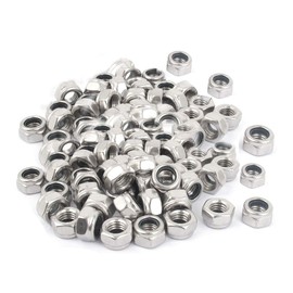 M8 x 1.25mm Nylon Insert Hex Lock Nuts, Stainless Steel Lock Nut Assortment Kit for Hardware Accessories Stainless Steel Finish Hex 100PCS