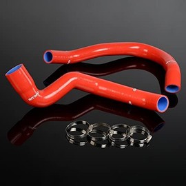 G-PLUS Silicone Radiator Coolant Hose Kit Clamps Compatible with Jeep Cherokee XJ 4.0 l6 2PCS 1991-2001, Red