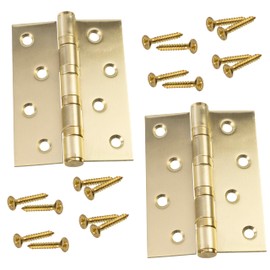 AERZETIX - C42776 - Set mit 2 Türscharnieren 100x75mm mit kugellager - verbindungselement für zimmerei - aus messing - farbe gold - schranktür renovierung