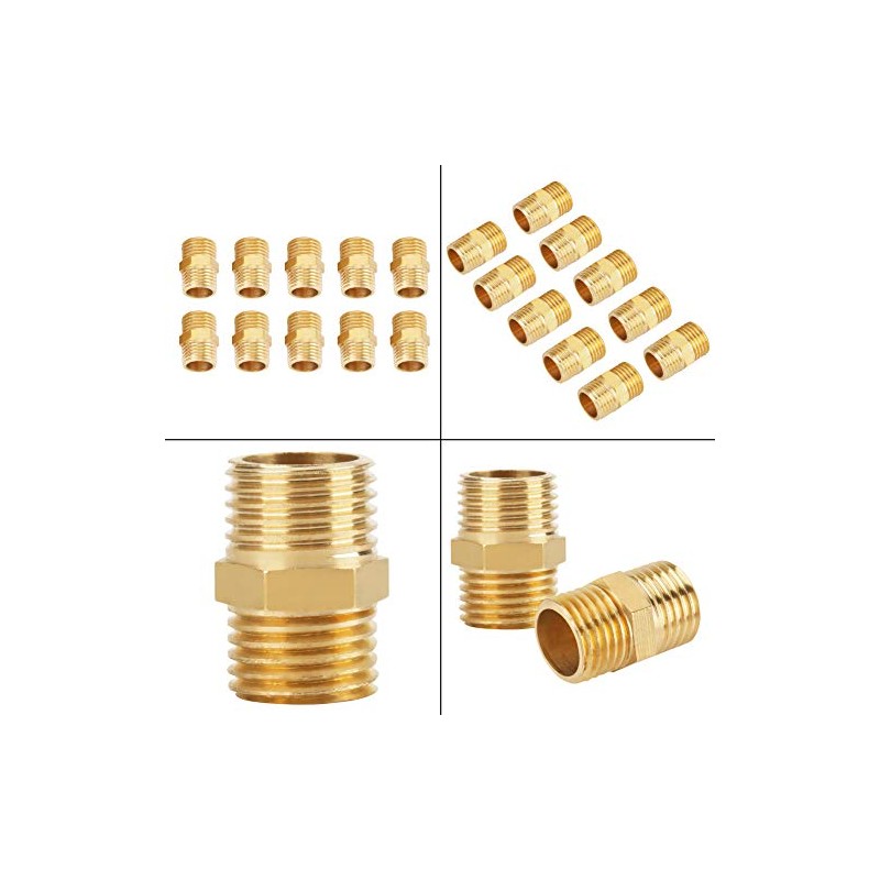 10 Pieces 1/4 BSP to 1/4 BSP Male Thread Brass