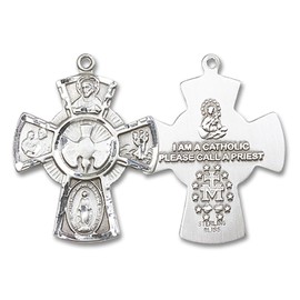 Heartland Store Men's Sterling Silver 5 Way Cross Pendant with Dove Center Design - Pendant Only| USA Made