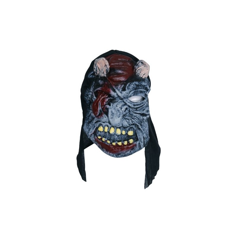 Zombie Rubber Face Mask Grey Eye Tongue