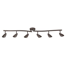 Globe Electric 59376 Grayson 6-Light Adjustable S-Shape Track Lighting, Bronze Color, Oil Rubbed Finish