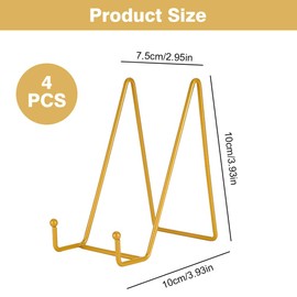 Metal Plate Stands for Display, 4 PCS Plate Holder Display Stand, Tabletop Picture Stand, Plate Holder Easel Display Stand, Display Stand Holders for Picture Photo Decorative Plate Book Tabletop Gold
