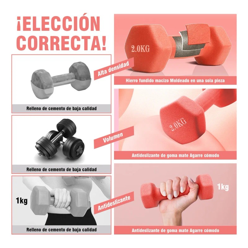 Par Mancuernas 2 Kilos Mate Para Ejercicio Pilates Yoga Gym