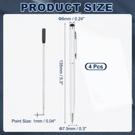 PATIKIL Ballpoint Pen with Stylus Pen 2 in 1 Metal Pen, 4 Pack Black Ink 1.0mm Medium Point Stylus Pen Touch Screen Compatible, White