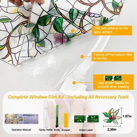 QHYsunshine Rainbow Window Privacy Film Static Cling UV Decorative Film for Windows No Adhesive Renter Friendly (Rainbow Vine, 23.6 X 78.7 in)