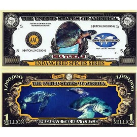 Set of 10 Bills-Endangered Sea Turtle Million Dollar Bill