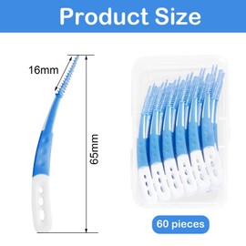 Aeisonsa 60Pcs Dental Picks for Cleaning Teeth, Arc Shaped Soft Silicone interdental Brush, Blue
