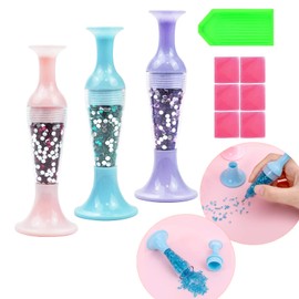 MUFEKUM 3 PCS Diamond Paintings Pens, Diamond Art Pens with Diamond Storage Function, Diamond Paintings Tools Contains Drill Trays Painting Glue for DIY Art Crafts Painting Gem Nail Art