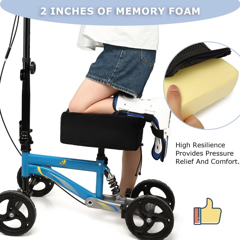 Knee Scooter Cushion Pad Cover for Comfort, Removable 2'' Thick