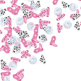 Fyeoxle 100PCS Western Cowgirl Confetti Let's Go Girls Table Confetti Cowgirl Scatter Confetti Laser Disco Balls Sparkles for Disco Western Rodeo Theme Party Baby Shower Kids Birthday Party Decor
